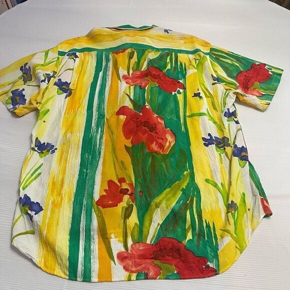 Jams World Hawaiian Floral Short Sleeve Button Up Shirt Size Large - Picture 3 of 10